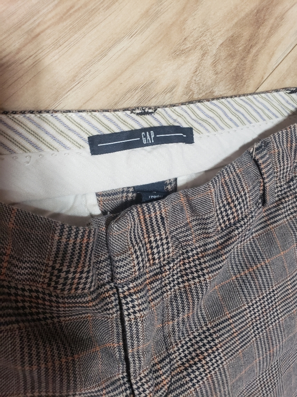 Gap Wide Leg Glen Plaid Pattern Classic Cuff Hem Career Office Trouser Relaxed 4 - Picture 4 of 4